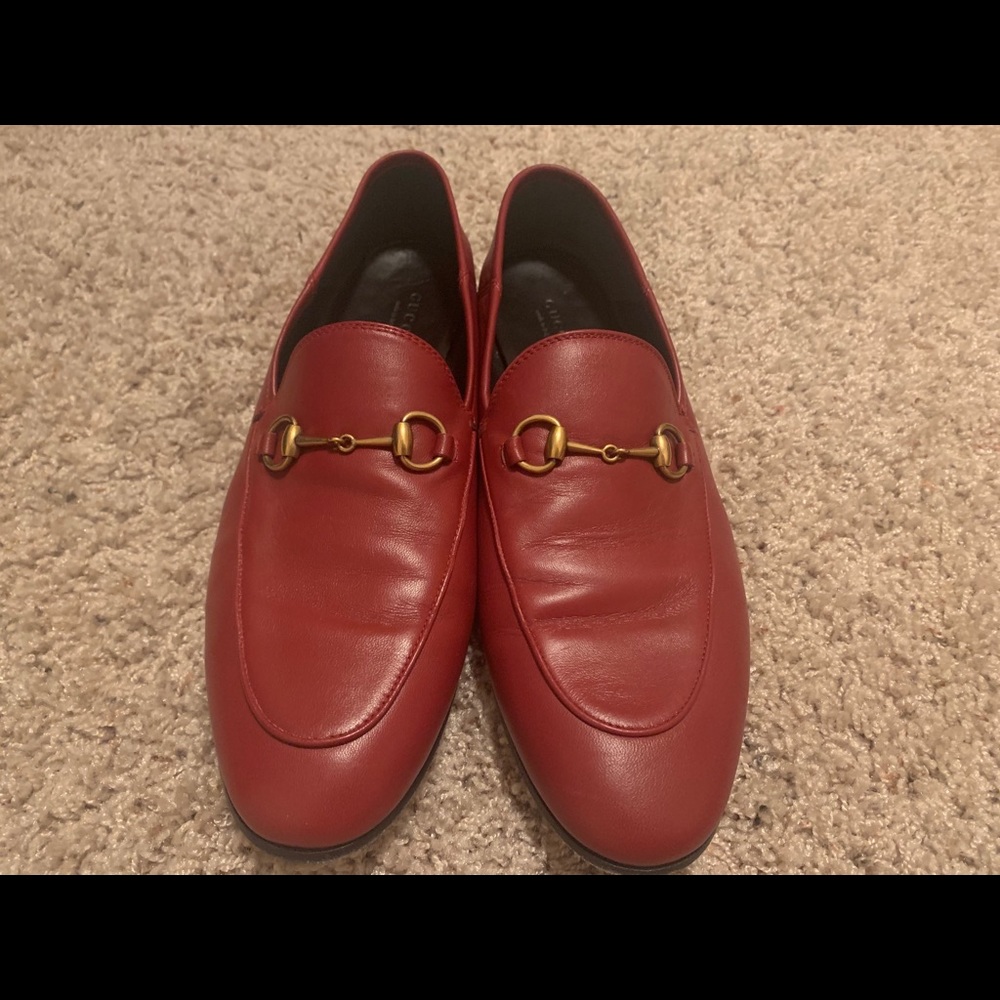 Red Gucci Brixton Horse Bit Loafer Sz 40.5